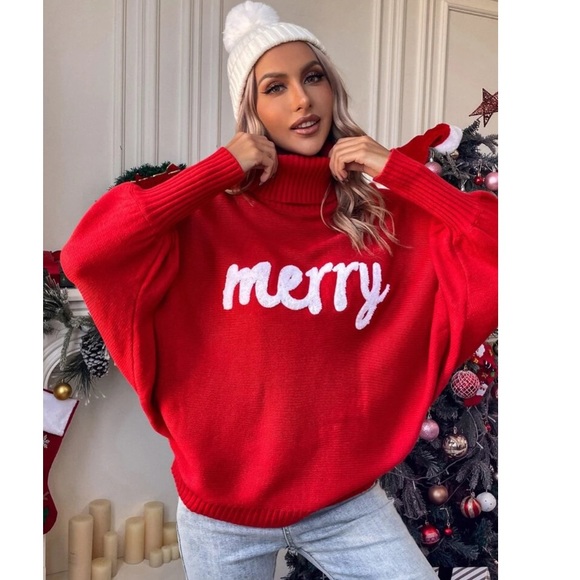 Christmas Red Turtleneck Sweater - Picture 4 of 7